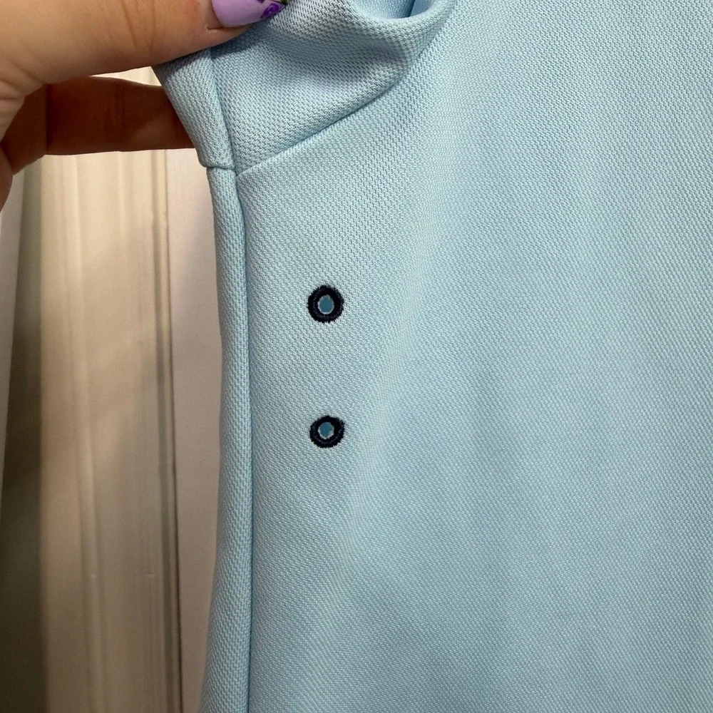 Albert Morris light blue embroidered collared breathable polo shirt casual small